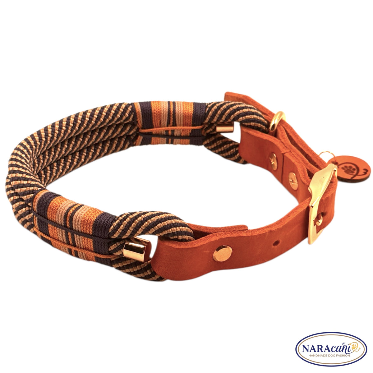 Hundehalsband Paracord Marine-Gold, in voller Länge ausgelegt