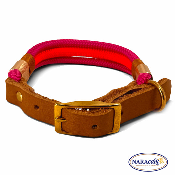 Hundehalsband Paracord Pink Dream in Pink-Neonorange aus einem weiteren Blickwinkel
