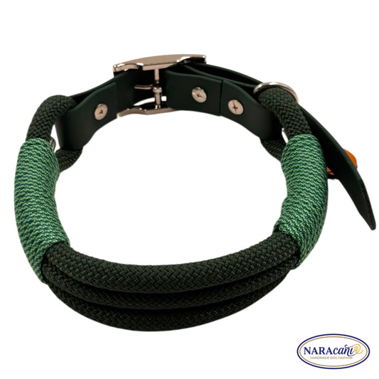 Hundehalsband Paracord Biothane-Adapter Dunkelgrün 🐾 Takelung Teal-Mint 🐾 Adventure Collection 🐾 NARAcani Handmade