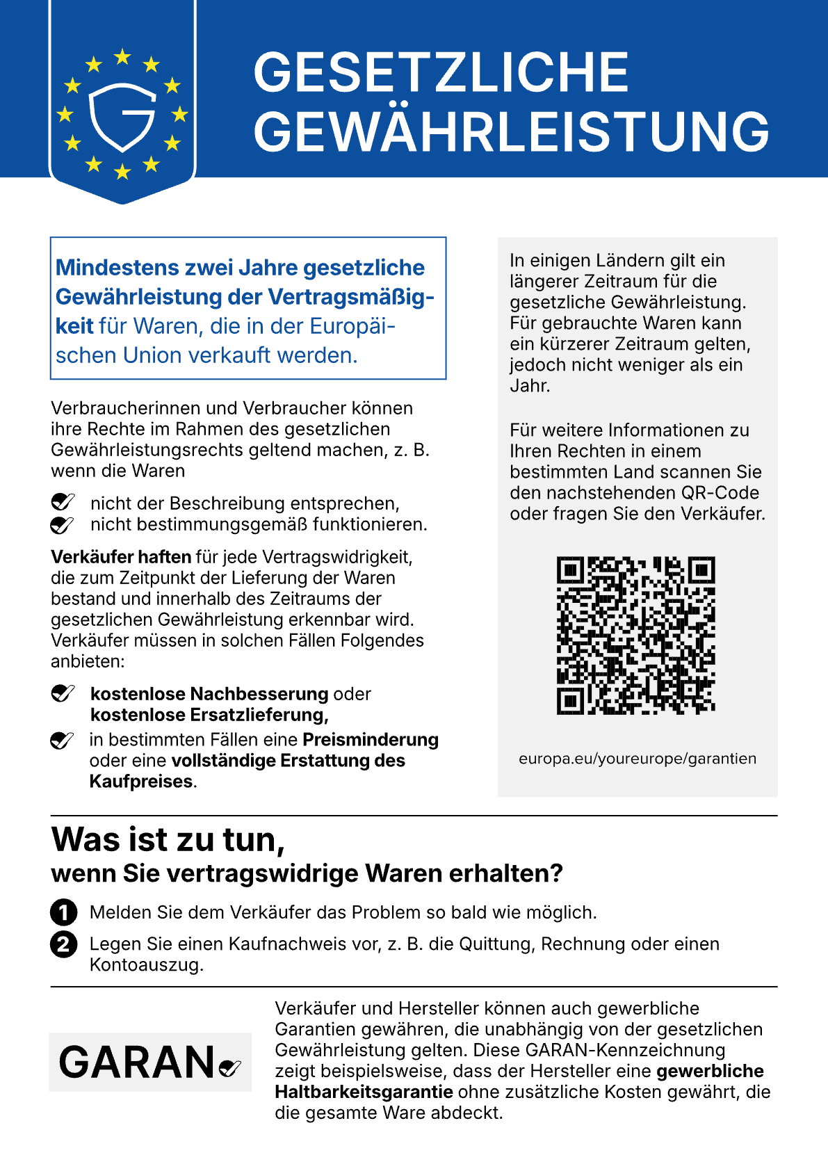 NARAcani Gewaehrleistung Label