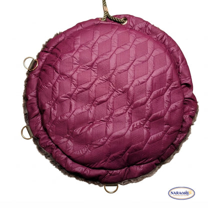 Hundetasche Rund Weinrot „Luna" 🐾 Kordelzug-Verschluss & Crossbody-Gurt 🐾 Khaki-Plüsch Gold-Hardware 🐾 NARAcani Handmade