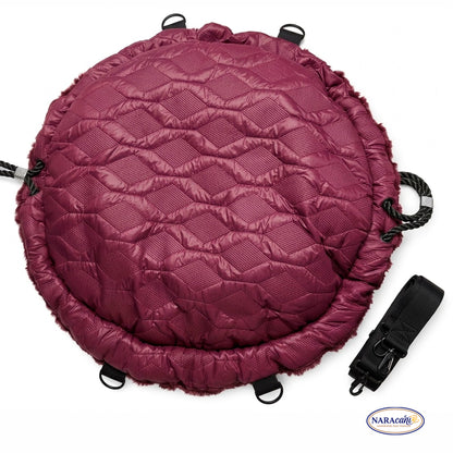 Hundetasche Rund Weinrot Schwarz „Nera" 🐾 Kordelzug-Verschluss & Crossbody-Gurt 🐾 Monochrome Optik Schwarz-Hardware 🐾 NARAcani Handmade