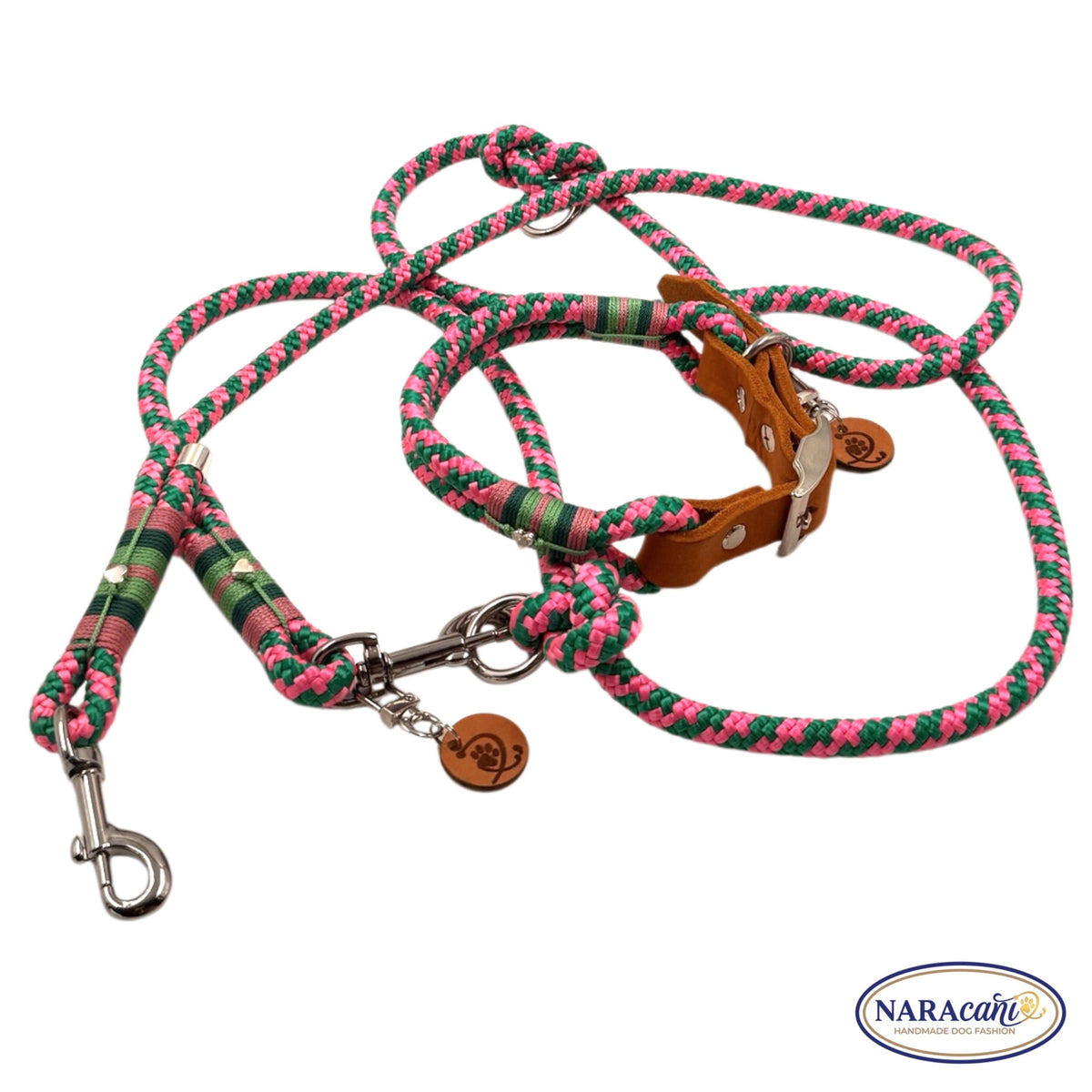 Sparset Multifunktionsleine Neon-Rosa Ice-Minz NARAcani