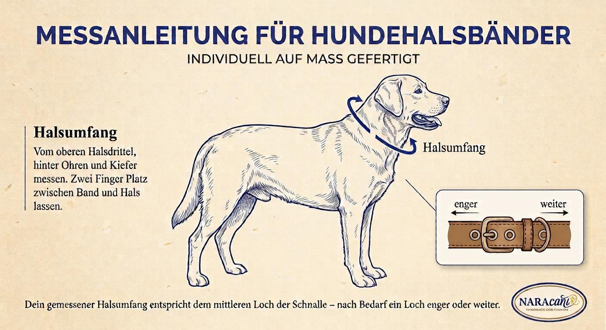 Messanleitung für Hundehalsbänder – Halsumfang richtig messen – NARAcani