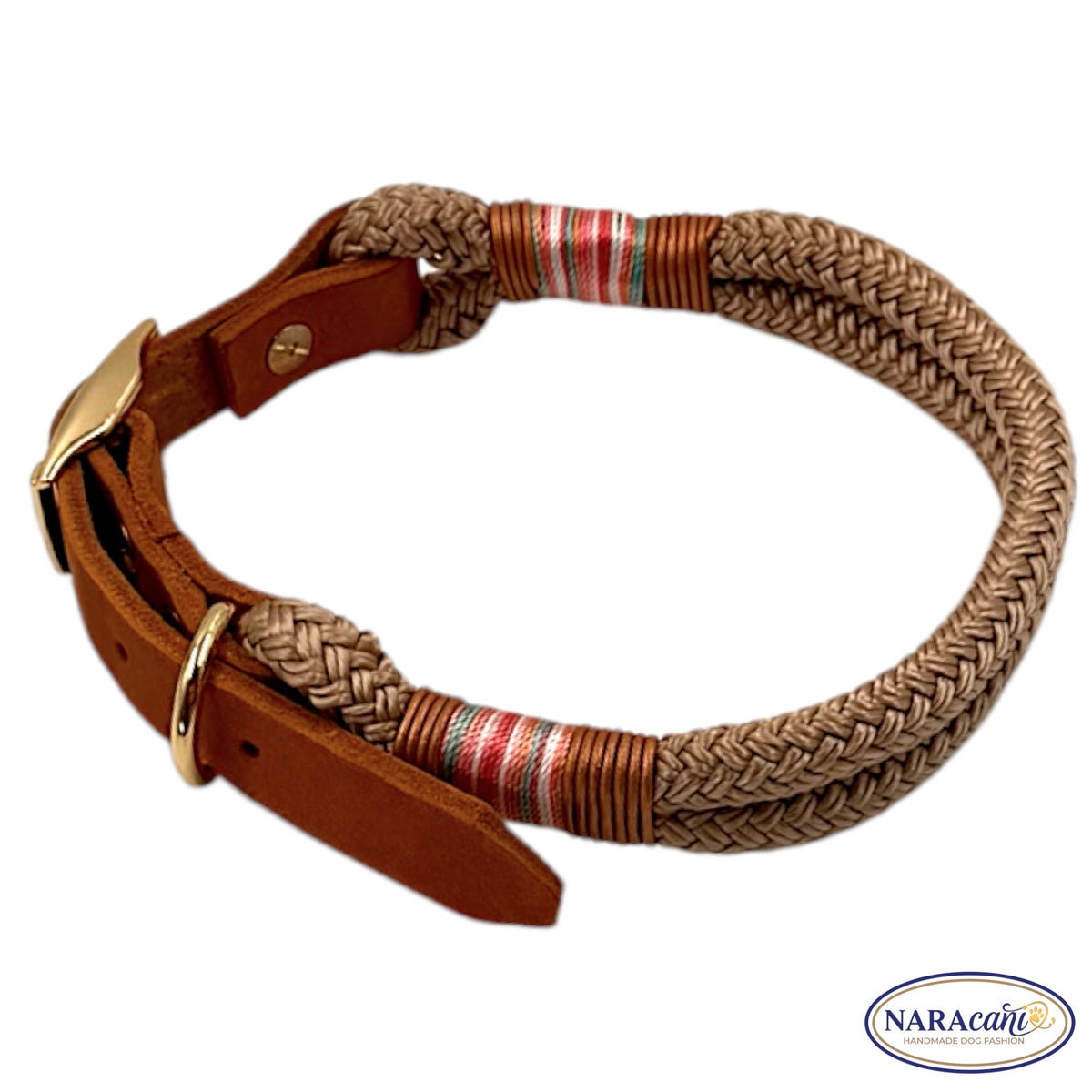 Goldfarbene Beschläge am Tau-Halsband Beige-Gold, Detailansicht
