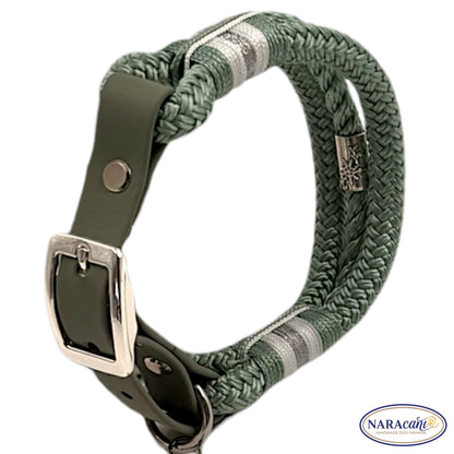 Hundehalsband Tau Seegras, Detail der Dornenschnalle in Silber – NARAcani, Ansicht 5