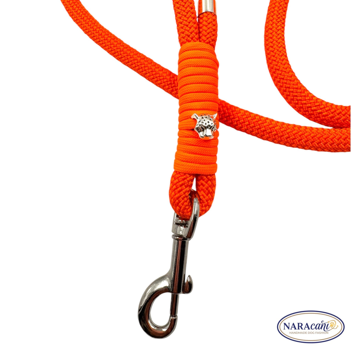 Hundeleine Biothane Neonorange in voller Länge von 180 cm ausgelegt