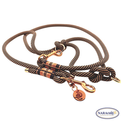 Multifunktionsleine aus marine-goldener Paracord-Spiralkordel, Gesamtansicht