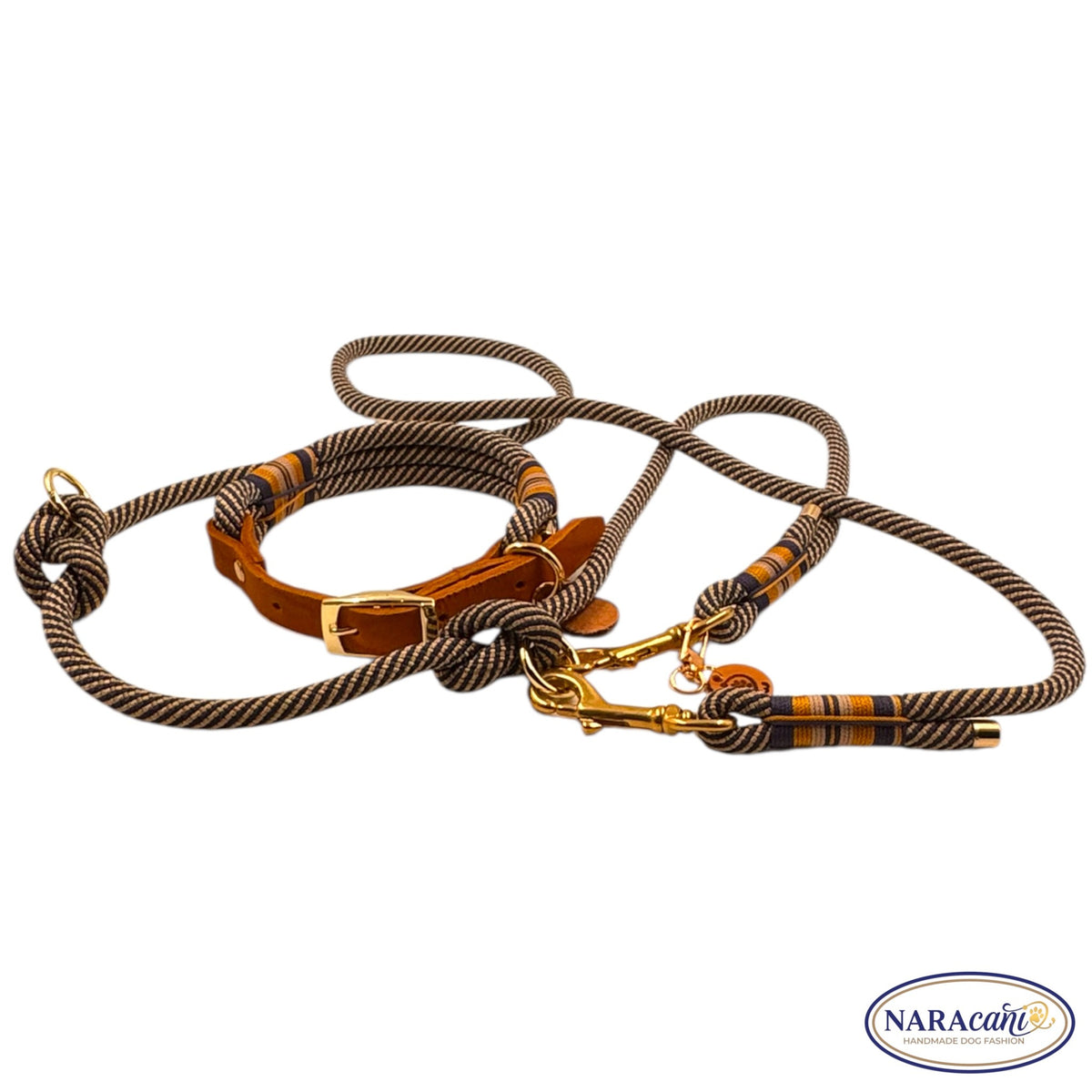 Multifunktionsleine Paracord Marine-Gold in voller Länge ausgelegt