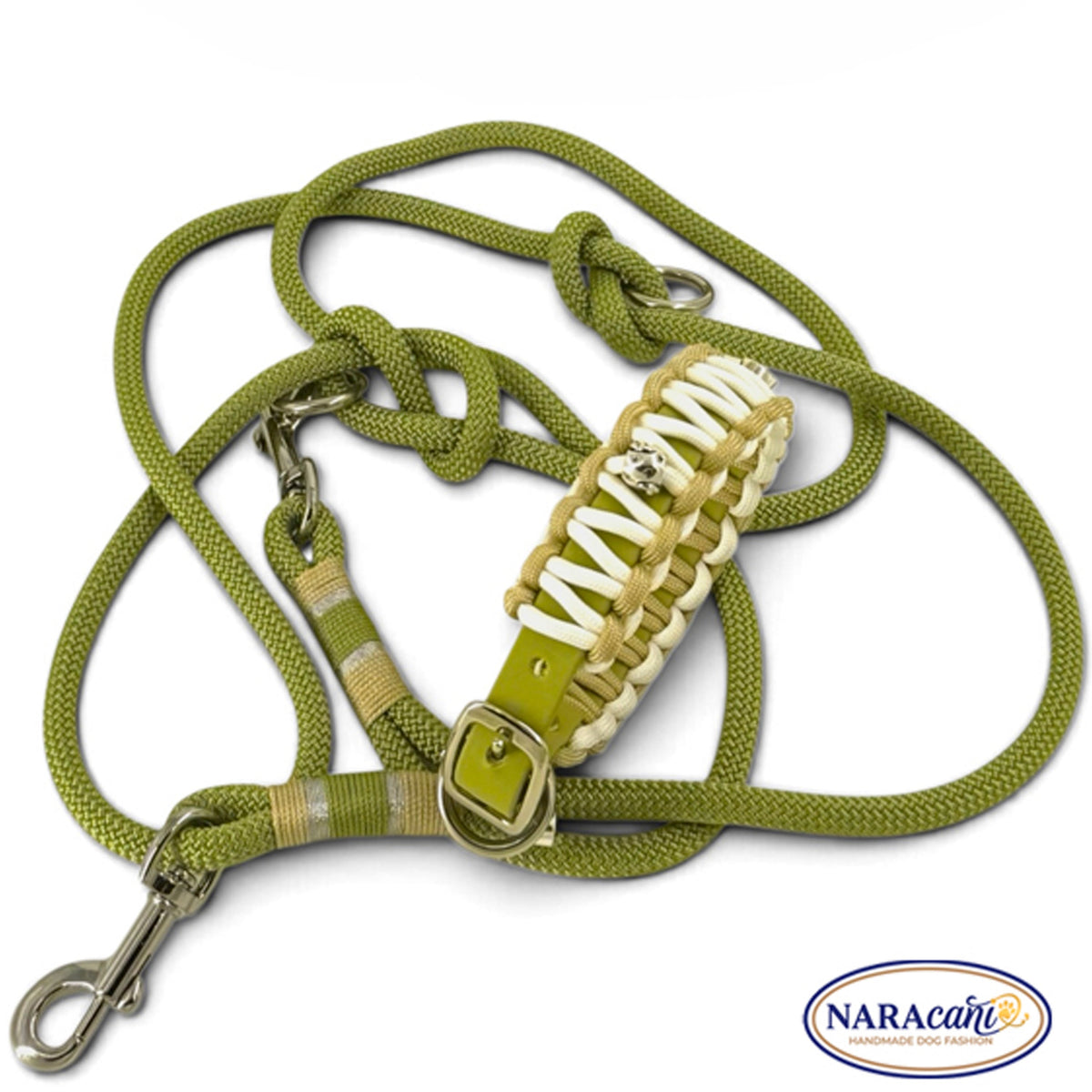 Olivgrünes Paracord-Tau der Multifunktionsleine Guacamole im Materialdetail