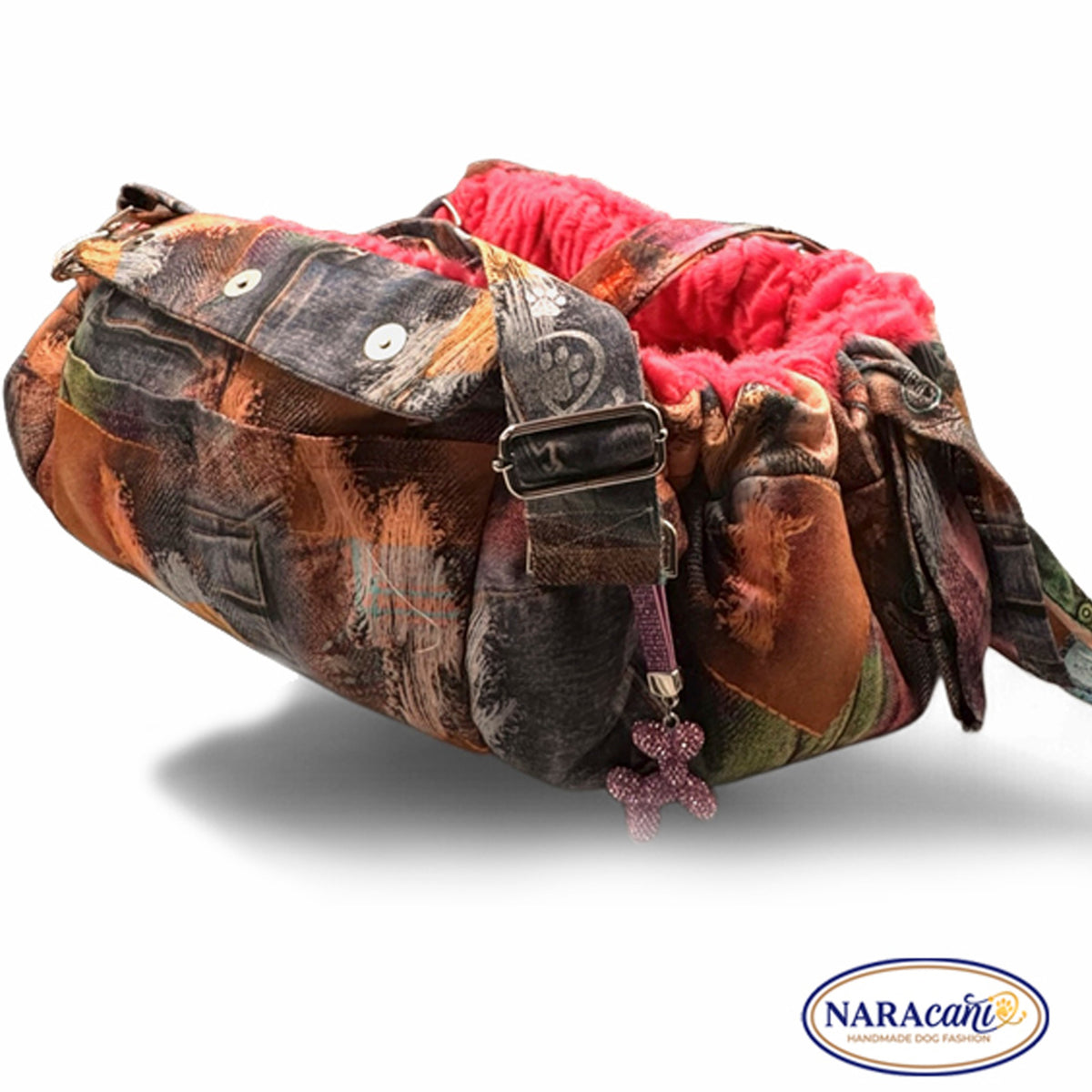 Tragegriffe der Hundetasche Teddy's Love im Jeans-Look, Detailansicht